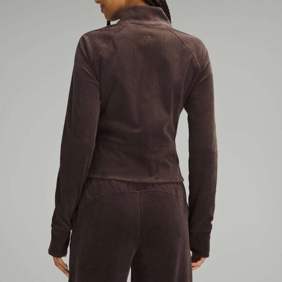 Lululemon Scuba Track Jacket Velvet Cord Espresso Brown W3HN5S Size 12 - Picture 2 of 16
